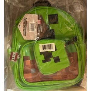 Minecraft Kids Backpack with‎ Creeper Coin Bag Green New with Tags